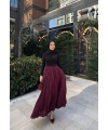 Kırışık Etek - Bordo