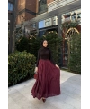 Kırışık Etek - Bordo