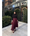 Kırışık Etek - Bordo