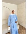 Linen Elbise - Mavi