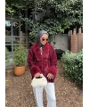 Luella Kürk Detaylı Hırka - Bordo