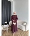 Mav - Monta Modal Elbise - Bordo ÖN SİPARİŞ