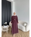 Mav - Monta Modal Elbise - Bordo ÖN SİPARİŞ