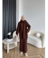 Mb - Atkı Örgü Etekli Takım - Acı Kahve