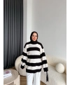 Mb-Eso Çizgili Triko Kazak - Siyah