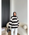 Mb-Eso Çizgili Triko Kazak - Siyah