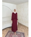 Meslen Şifon Elbise - Bordo