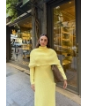 Nes Yaka Triko Elbise - Sarı