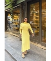 Nes Yaka Triko Elbise - Sarı