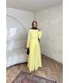 Noir Keten Elbise - Sarı