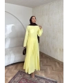 Noir Keten Elbise - Sarı