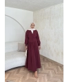 Pera Detaylı Elbise - Bordo
