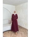 Pera Detaylı Elbise - Bordo