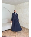 Pera Detaylı Elbise - Lacivert
