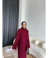 Pln-Atkı Örgü Triko Elbise - Bordo