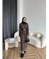 Pls Leopar Elbise - Koyu