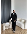 Polo Yaka Örgü Triko Takım - Siyah