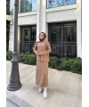 Sara Etekli Triko Takım - Camel