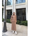 Sara Etekli Triko Takım - Camel