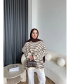 Twist Çizgili Sweat - Kahve