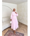 Veluna Kırışık Elbise - Pembe