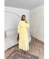 Veluna Kırışık Elbise - Sarı