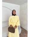 Veluna Kırışık Elbise - Sarı