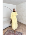 Veluna Kırışık Elbise - Sarı