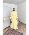 Veluna Kırışık Elbise - Sarı