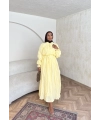 Veluna Kırışık Elbise - Sarı