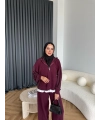 Venusa Kapşonlu Triko Takım - Bordo
