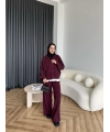 Venusa Kapşonlu Triko Takım - Bordo