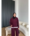 Venusa Kapşonlu Triko Takım - Bordo