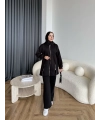 Yan Fermuarlı 3 İplik Takım - Siyah