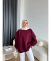 Yds-Oversize 3 İplik Sweat - Bordo