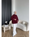 Yds - Petra Düğmeli Sweatshırt - Bordo