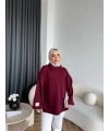 Yds - Petra Düğmeli Sweatshırt - Bordo