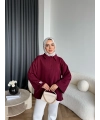 Yds - Petra Düğmeli Sweatshırt - Bordo