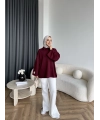 Yds - Petra Düğmeli Sweatshırt - Bordo