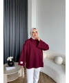 Yds - Petra Düğmeli Sweatshırt - Bordo