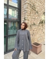Zeyn Düğmeli Triko Takım - Gri