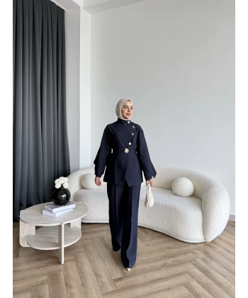 Tb - Evran Gold Düğme Cupra Takım - Lacivert