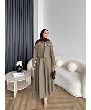 Tb - Eslan Ceketli Jile Elbise - Yeşil