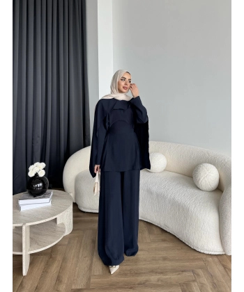 Tb - Beslan Pelerin Detaylı Takım - Lacivert