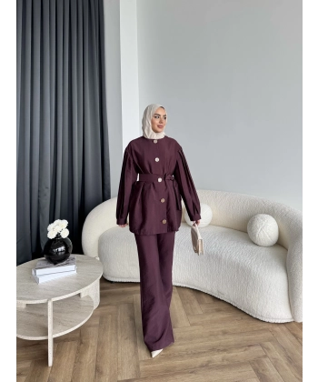 Tb - Eşla Gold Düğmeli Takım - Bordo ÖN SİPARİŞ