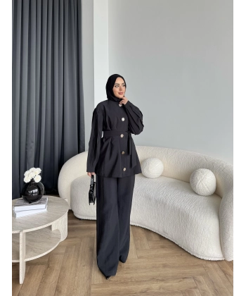 Tb - Eşla Gold Düğmeli Takım - Siyah