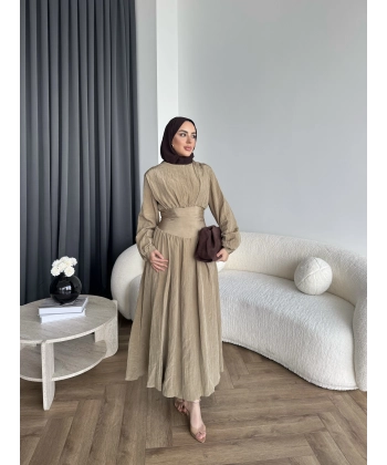 Moi - Özden Bel Detay Elbise - Yeşil - ÖN SİPARİŞTİR