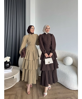 Moi - Selin Kat Kat Elbise - Yeşil