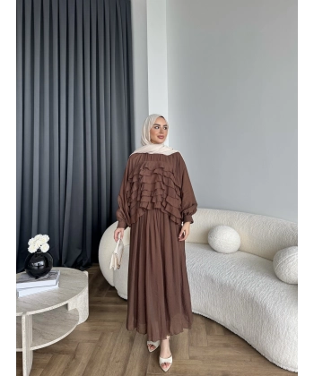 Ng - Kave Fırfırlı Etekli Takım - Kahve