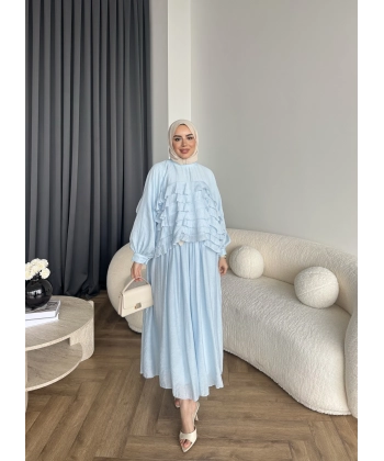 Ng - Kave Fırfırlı Etekli Takım - Mavi